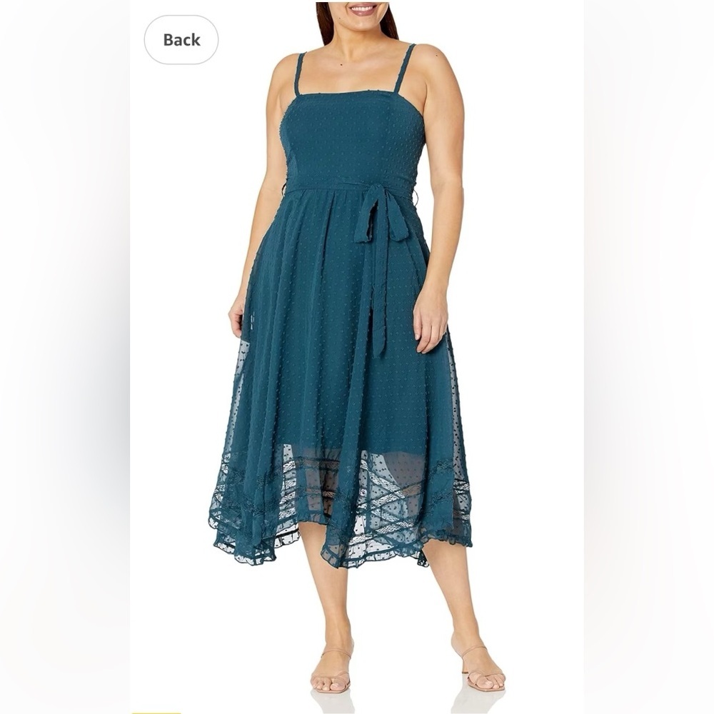 Sleeveless Teal Midi Dress with Tie Waist